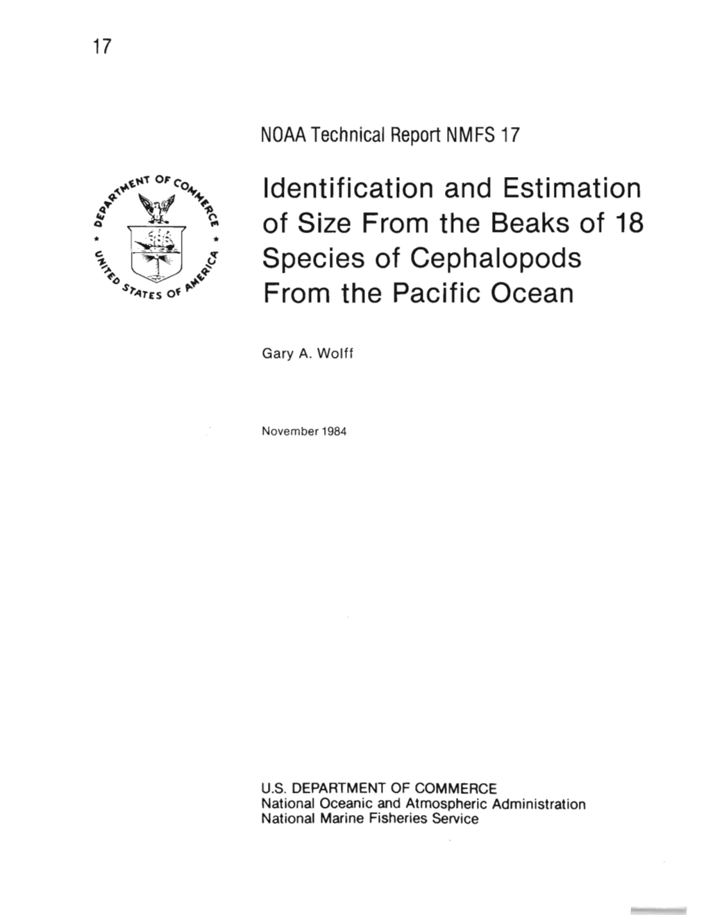 Identification and Estimation of Size from the Beaks of 18 Species of Cephalopods from the Pacific Ocean