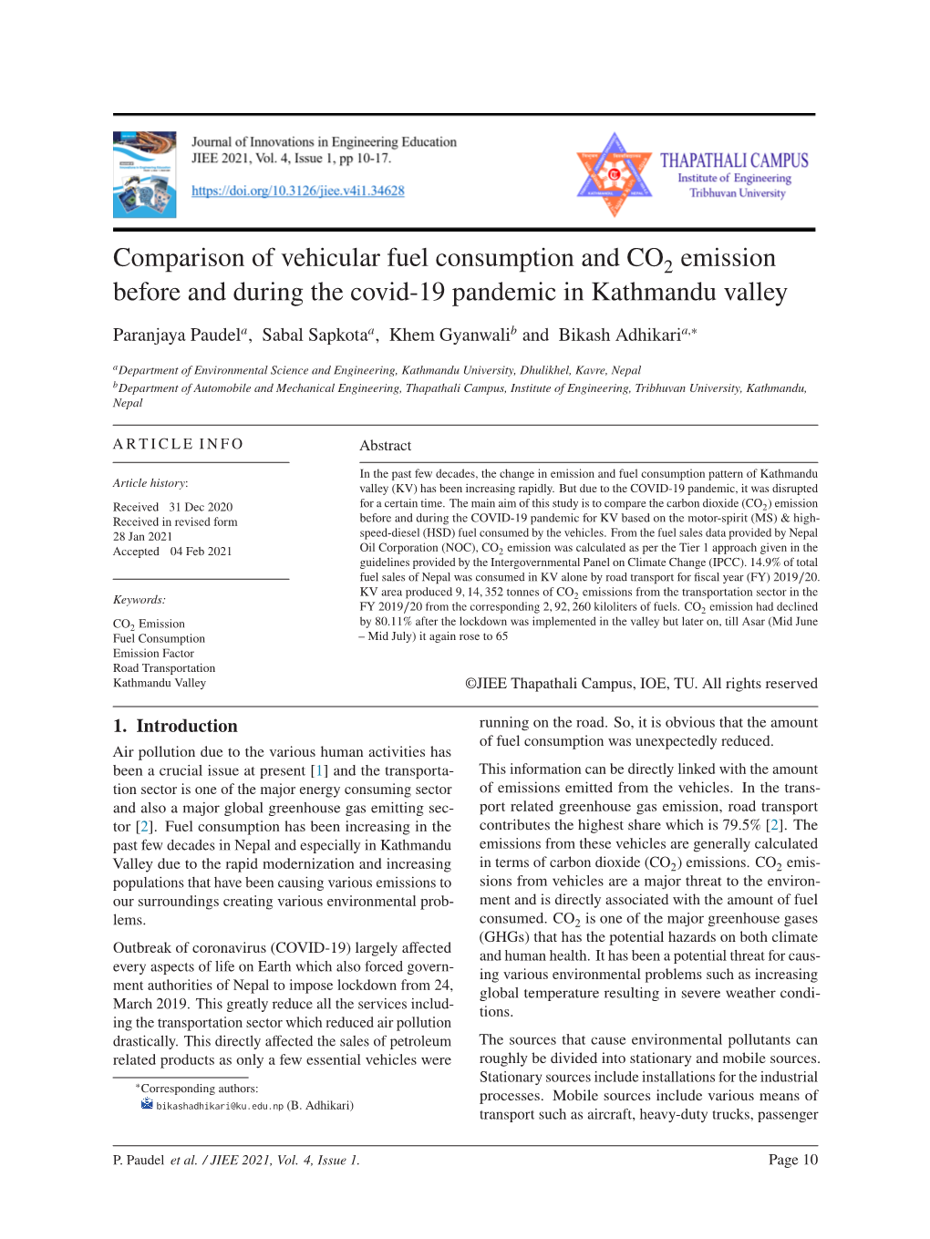 Comparison of Vehicular Fuel Consumption and CO2 Emission