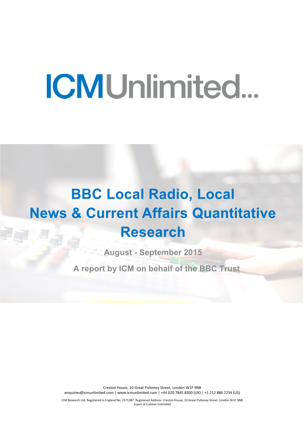 BBC Local Radio, Local News & Current Affairs Quantitative Research