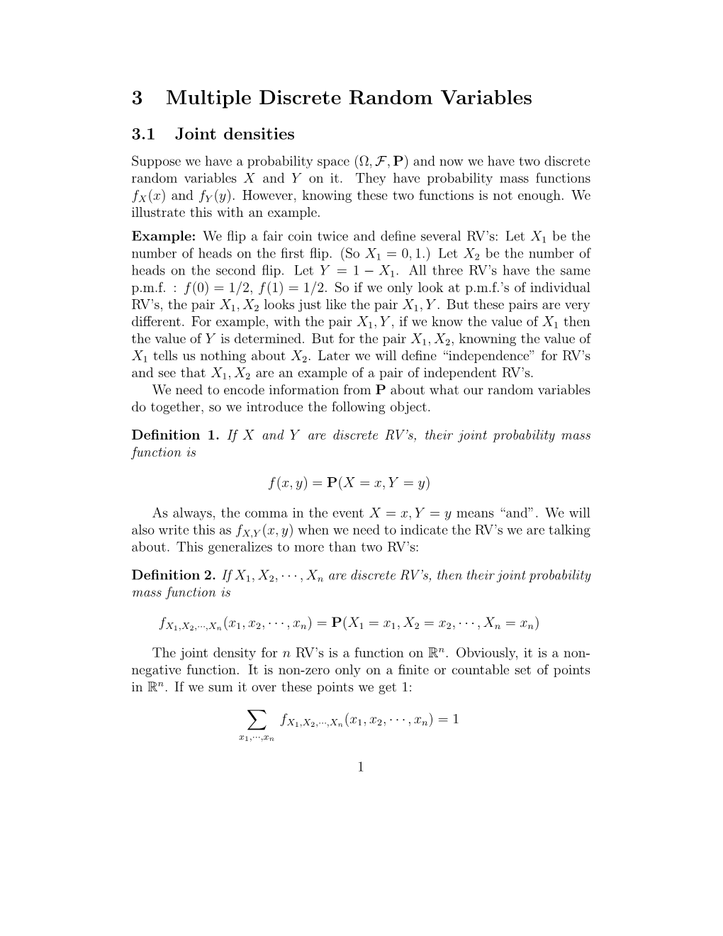 3 Multiple Discrete Random Variables