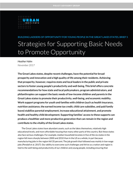 Strategies for Supporting Basic Needs to Promote Opportunity