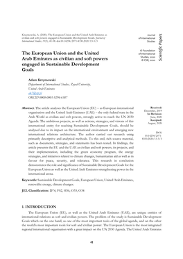 The European Union and the United Arab Emirates As Civilian and Soft