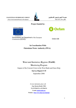 Water and Sanitation, Hygiene (Wash) Monitoring Program