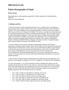 Ethnic Demography of Nepal