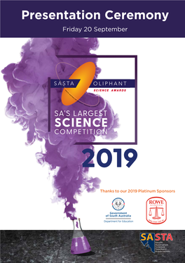 Oliphant Science Awards 2019 Presentation Ceremony Booklet