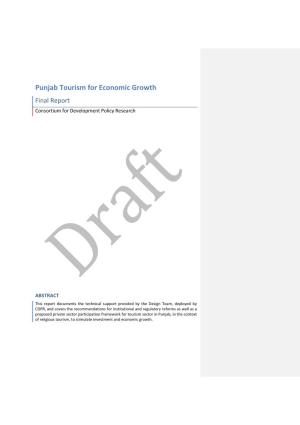 Punjab Tourism for Economic Growth Final Report Consortium for Development Policy Research