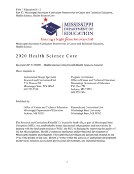 2020 Health Science Core