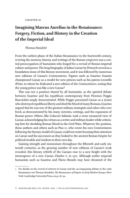 Imagining Marcus Aurelius in the Renaissance: Forgery, Fiction, and History in the Creation of the Imperial Ideal