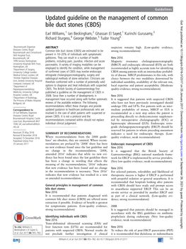 Updated Guideline on the Management of Common Bile Duct Stones