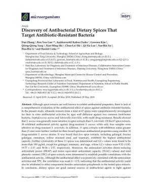 Discovery of Antibacterial Dietary Spices That Target Antibiotic-Resistant Bacteria