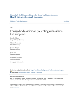 Foreign Body Aspiration Presenting with Asthma-Like Symptoms