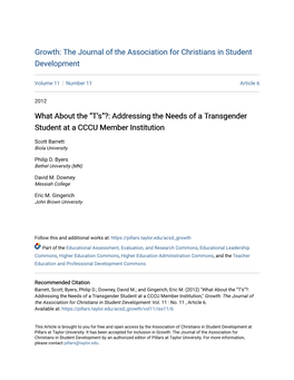 What About the Â•Œtâ•Žsâ•Š?: Addressing the Needs of a Transgender Student at a CCCU Member Institution