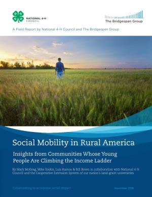 Social Mobility in Rural America Insights from Communities Whose Young People Are Climbing the Income Ladder