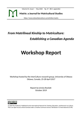 Workshop Report