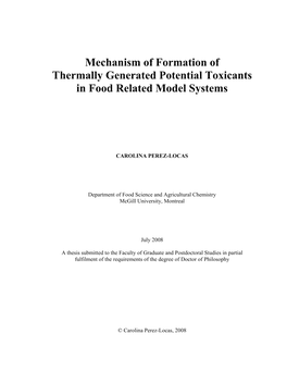 Mechanism of Formation of Thermally Generated Potential Toxicants in Food Related Model Systems