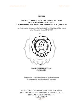 THESIS by MAGISTER PROGRAM of ENGLISH EDUCATION TEACHER