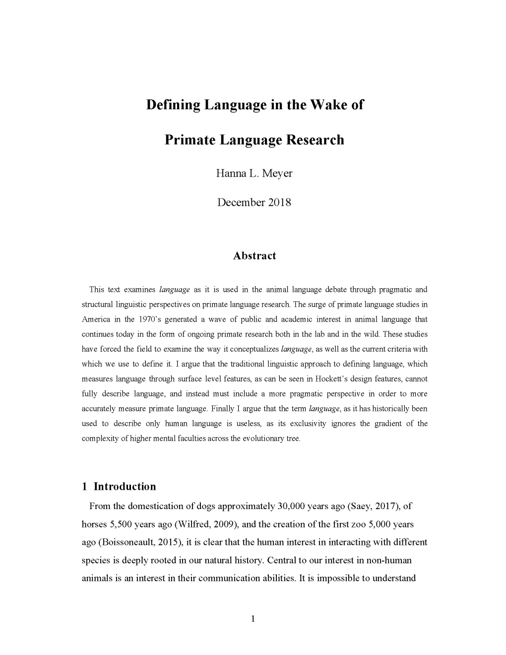 Defining Language in the Wake of Primate Language Research