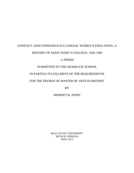 Conflict and Consensus in Catholic Women's Education