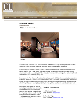 Platinum Hotels by Elaine Glusac Page: 1 2 3 4 5 6 7