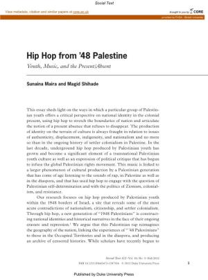 Hip Hop from ’48 Palestine Youth, Music, and the Present/Absent