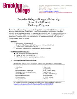 Dongguk University (Seoul, South Korea) Exchange Program