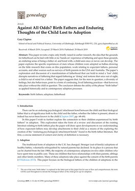 Against All Odds? Birth Fathers and Enduring Thoughts of the Child Lost to Adoption