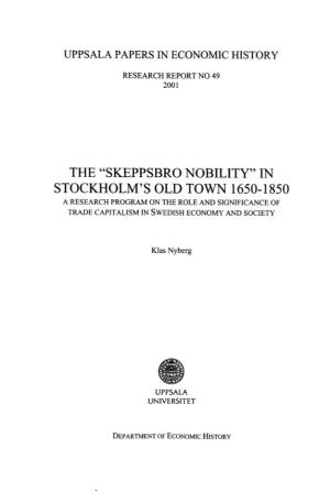 The Nobles of Skeppsbron in Stockholmõs Old Town 1650-1850