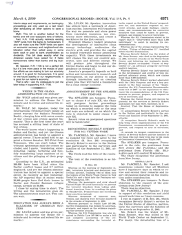 CONGRESSIONAL RECORD—HOUSE, Vol. 155, Pt. 5 March 4, 2009
