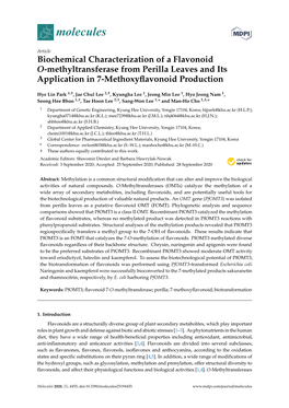 Biochemical Characterization of a Flavonoid O-Methyltransferase from Perilla Leaves and Its Application in 7-Methoxyﬂavonoid Production