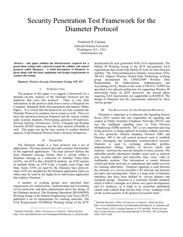 Security Penetration Test Framework for the Diameter Protocol