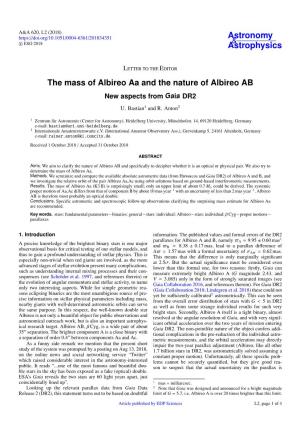 The Mass of Albireo Aa and the Nature of Albireo AB New Aspects from Gaia DR2