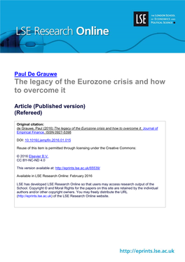 The Legacy of the Eurozone Crisis and How to Overcome It