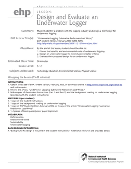 Design and Evaluate an Underwater Logger