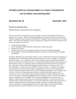 International Geographical Union Commission on Gender and Geography