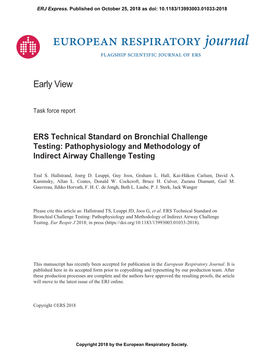 ERS Technical Standard on Bronchial Challenge Testing: Pathophysiology and Methodology of Indirect Airway Challenge Testing