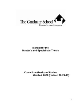 Manual for the Master's and Specialist's Thesis Council On