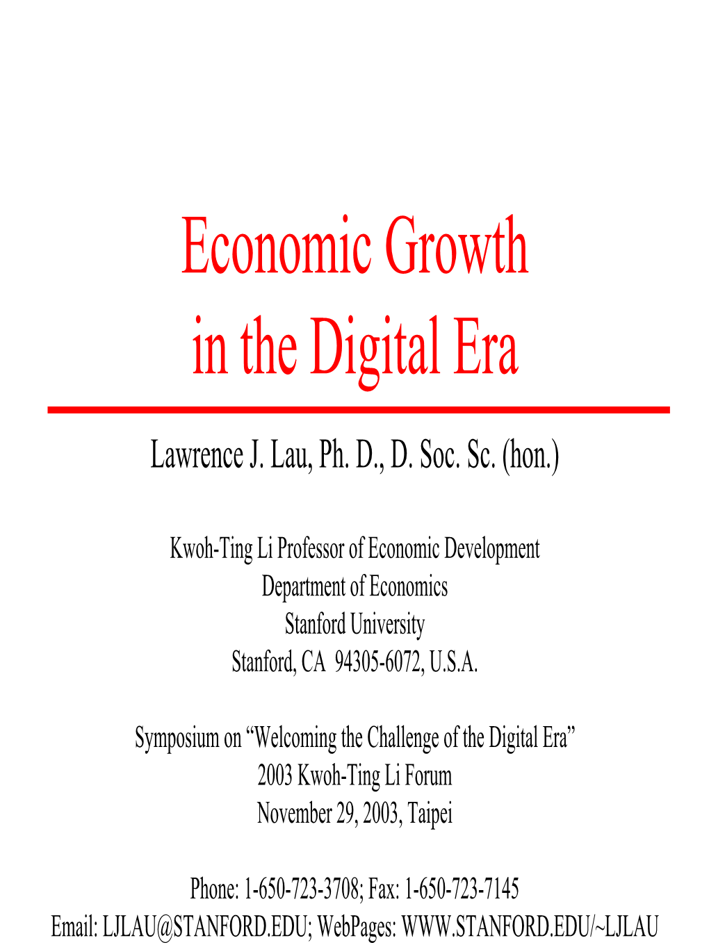 Economic Growth in the Digital Era