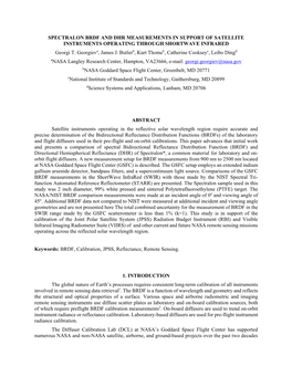 SPECTRALON BRDF and DHR MEASUREMENTS in SUPPORT of SATELLITE INSTRUMENTS OPERATING THROUGH SHORTWAVE INFRARED Georgi T