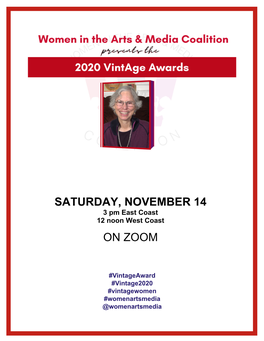 2020 Vintage Award SATURDAY, NOVEMBER 14