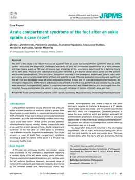 Acute Compartment Syndrome of the Foot After an Ankle Sprain: a Case Report