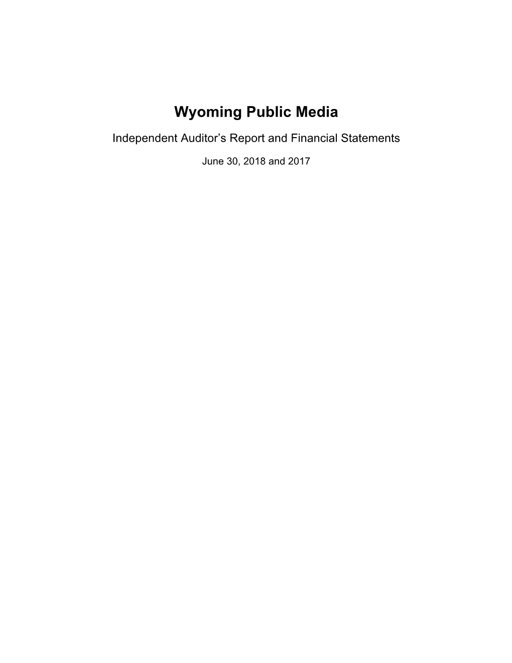 Wyoming Public Media Report 2018