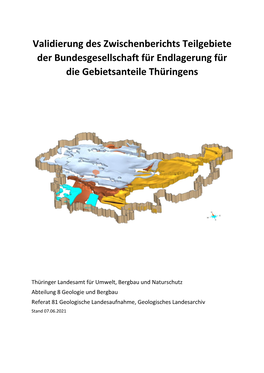 Validierung Des Zwischenberichts Teilgebiete Der Bundesgesellschaft Für Endlagerung Für Die Gebietsanteile Thüringens