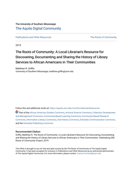 The Roots of Community: a Local Librarian's Resource For