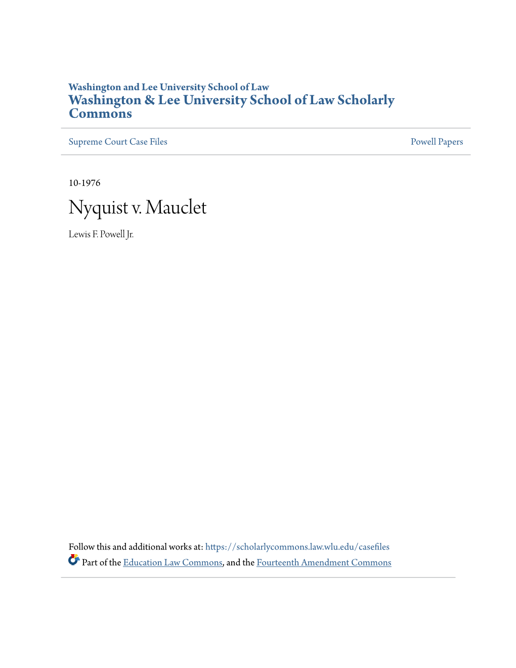 Nyquist V. Mauclet Lewis F