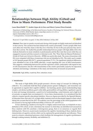 Relationships Between High Ability (Gifted) and Flow in Music Performers: Pilot Study Results