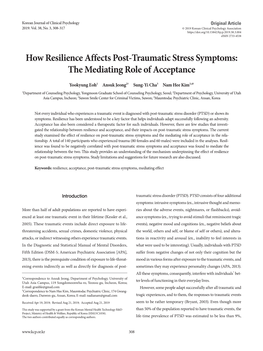 How Resilience Affects Post-Traumatic Stress Symptoms: the Mediating Role of Acceptance