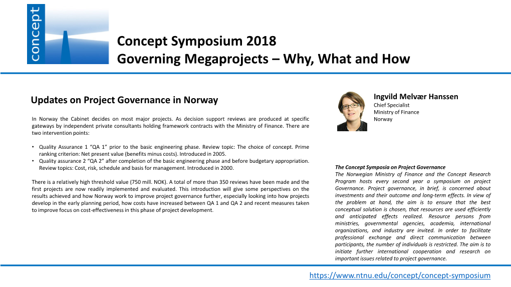 Concept Symposium 2018 Governing Megaprojects – Why, What and How