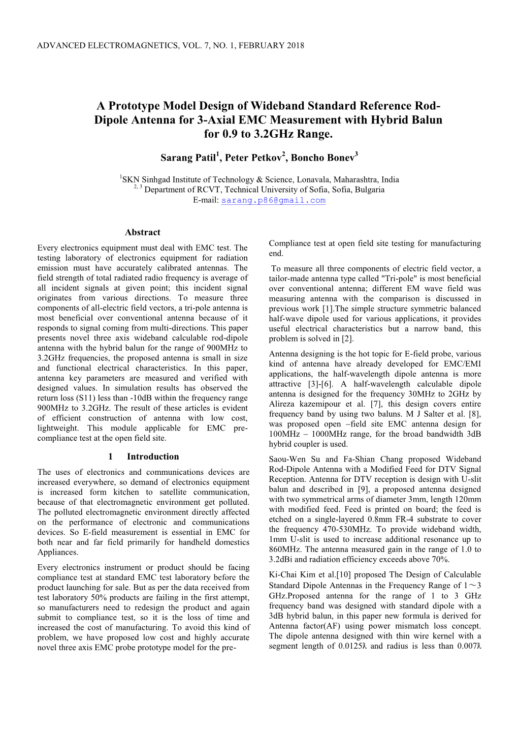 A Prototype Model Design of Wideband Standard Reference Rod- Dipole Antenna for 3-Axial EMC Measurement with Hybrid Balun for 0.9 to 3.2Ghz Range