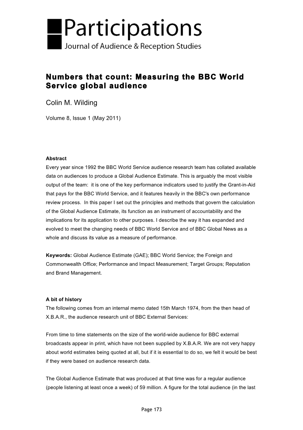 Numbers That Count: Measuring the BBC World Service Global Audience