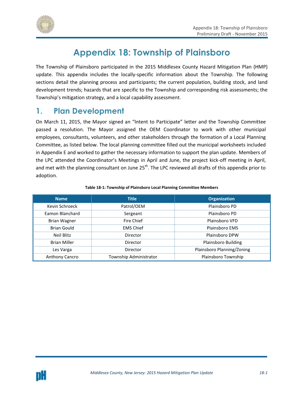 Township of Plainsboro Hazard Mitigation Plan